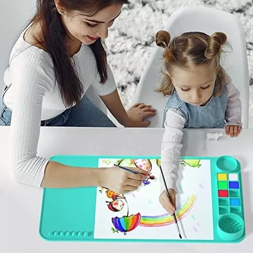 MOHOPE Flexible Silicone Painting Mat, 20x11 Large Silicone Mats for  Crafts, Silicone Art Mat-Non Stick Drawing Boards with Silicone Cup for