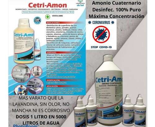 Imagen 3 de 4 de Amonio Cuaternario Desinfec. 100% Puro Máxima Concentración