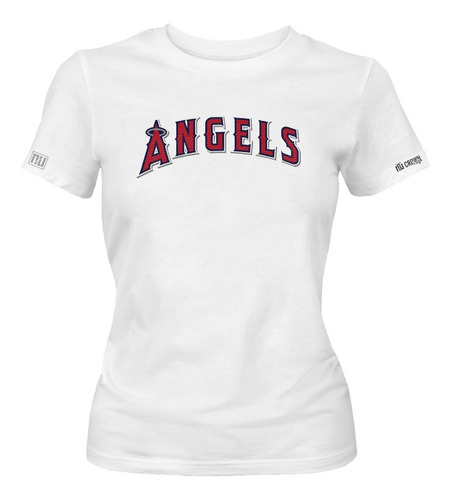 Camiseta Los Angeles Angels Logo Nombre Beisbol Mujer Idk