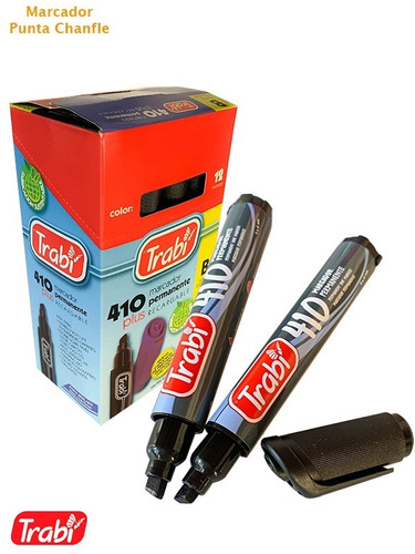 Imagen 3 de 4 de Pack X2 Marcador Trabi 410 Permanente Biselado Fibron Grueso