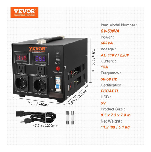 Transformador Convertidor De Voltaje 110v-220v 500w