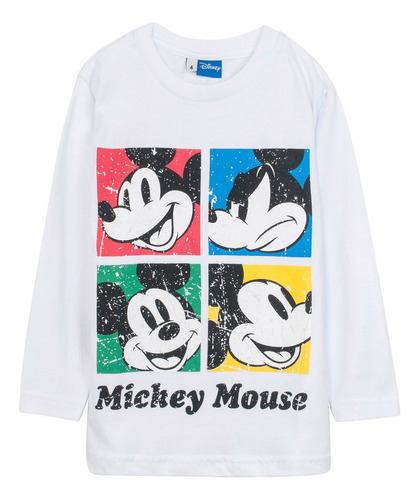 Remera Mickey Mouse Licencia Disney® Manga Larga Niños  