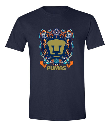 Jersey Playera Fútbol Pumas Unam Hombre  Día Muertos Celeste