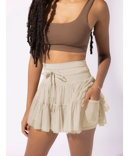 Elegante Falda Plisada De Cintura Alta Para Mujer