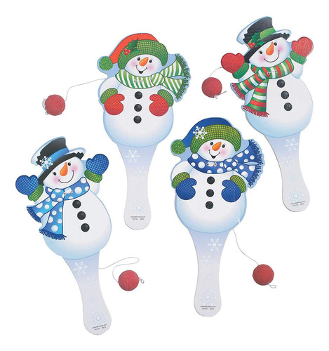 Snowman Paddle Ball Games Juego De 12 Juguetes Navideñ...