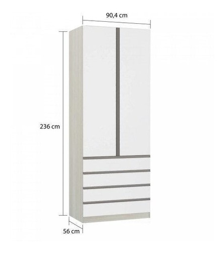 Guarda-roupa Modulado 2 Portas 4 Gavetas Prime Plus Luciane