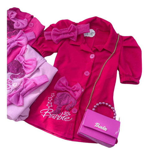 Vestido Infantil Barbie Pink Festa Blogueirinha Menina Laço