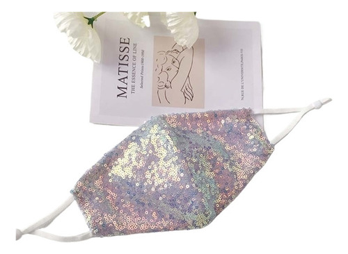 Moda Flash Lentejuelas Colgante Tipo Oreja Gasa Máscara De L