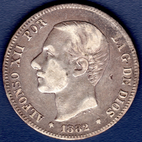 2 Pesetas 1882 Moneda De Plata De España Alfonso Xii