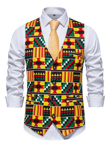 Chaleco De Traje Sin Mangas Con Estampado Gráfico Tribal Afr