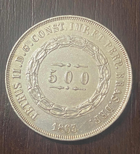 Moeda 500 Réis 1863 Prata