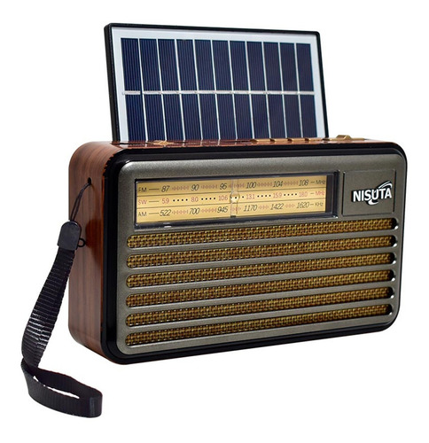 Radio Am/fm Vintage Mp3/bt,aux Con Carga Solar Y Power Bank