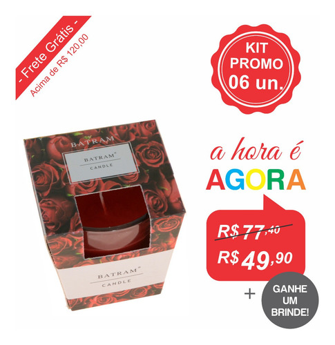 Caixa Com 6 Velas Aromaticas - Vidro - Batram Candle
