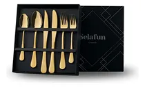 Comprar Juego De Cubiertos Selafun Gold, Juego De Cubiertos De 12 Pi