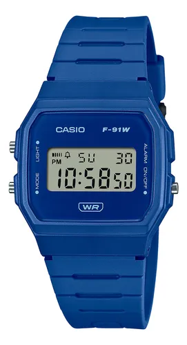 Reloj Unisex Casio F-91wb-2a1 Wr Correa Azul Bisel