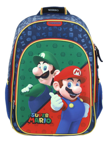 Mochila Grande Escolar Chenson Mario Bros Azul