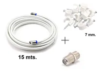 Comprar Cable Rg6 Tv Cable (15 Mts) + Copla + Grampas