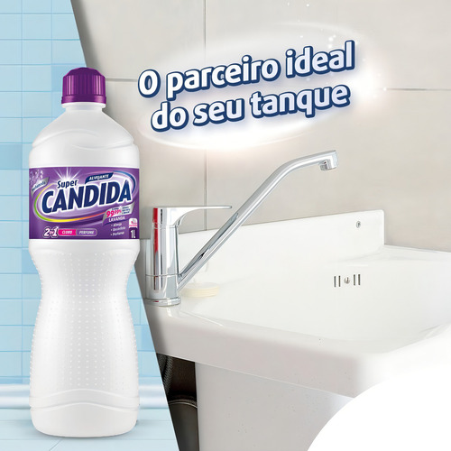 Água Sanitária Super Cândida Perfumada Lavanda 1 L Alvejante