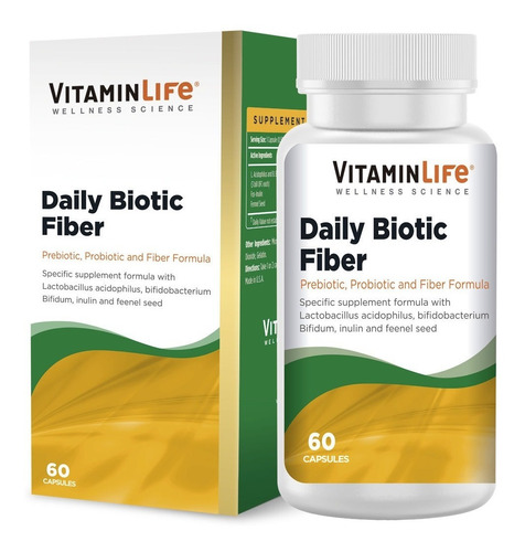 Daily Biotic Fiber / 60 Cápsulas / Vitamin Life Sabor Sin sabor
