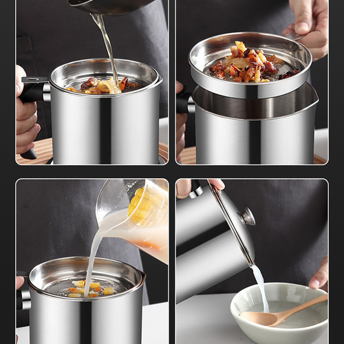 Colador De Aceite Y Recipiente De Acero Inoxidable, Olla De