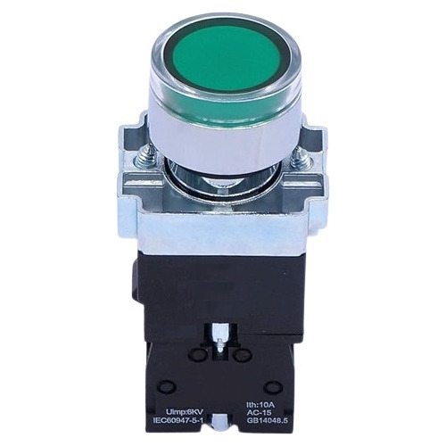 Pulsador Verde Luminoso Metálico 22 Mm (botón) 
