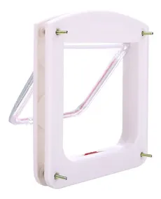 Puerta Para Gatos Perros Pequeños Vaiven 4 Posiciones 22x20 Color Blanco Con Rojo