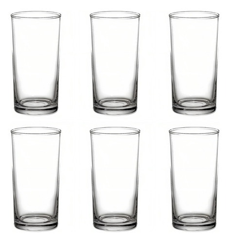 Set X 6 Vaso De Vidrio Trago Largo 330ml Siena