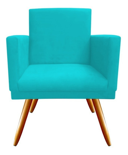 Poltrona Nina Suede Azul Turquesa Sala De Estar Linda