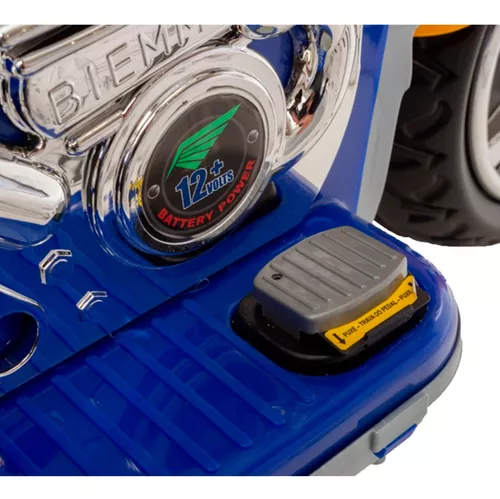 Moto Eletrica Infantil Biemme Sprint Turbo 12V Capacete Azul