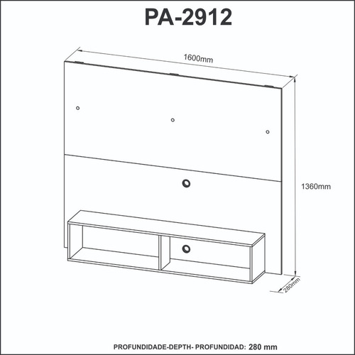 Mueble Panel Pantalla De 65 Con Repisa Modelo 2740.0001