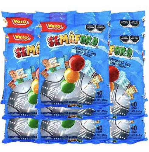 Semaforo Paleta Fresa Pina Limón 400 Pz Vero