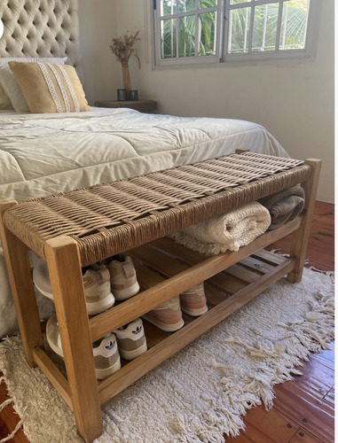 Banco Pié De Cama Doble Deck De 80 Cm Laqueado Petiribi