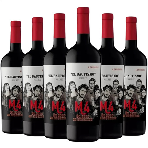 Vino El Bautismo Malbec Tinto 750ml Liga Enologos Pack X6 