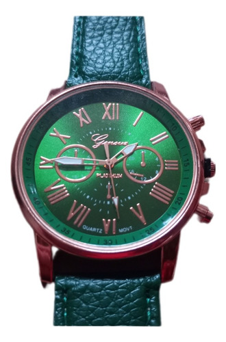 Reloj Análogo Elegante A La Moda Verde Green Geneva