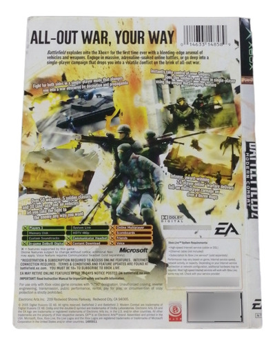 Portada Original Battlefield 2 Modern Combat | Xbox (Usado)