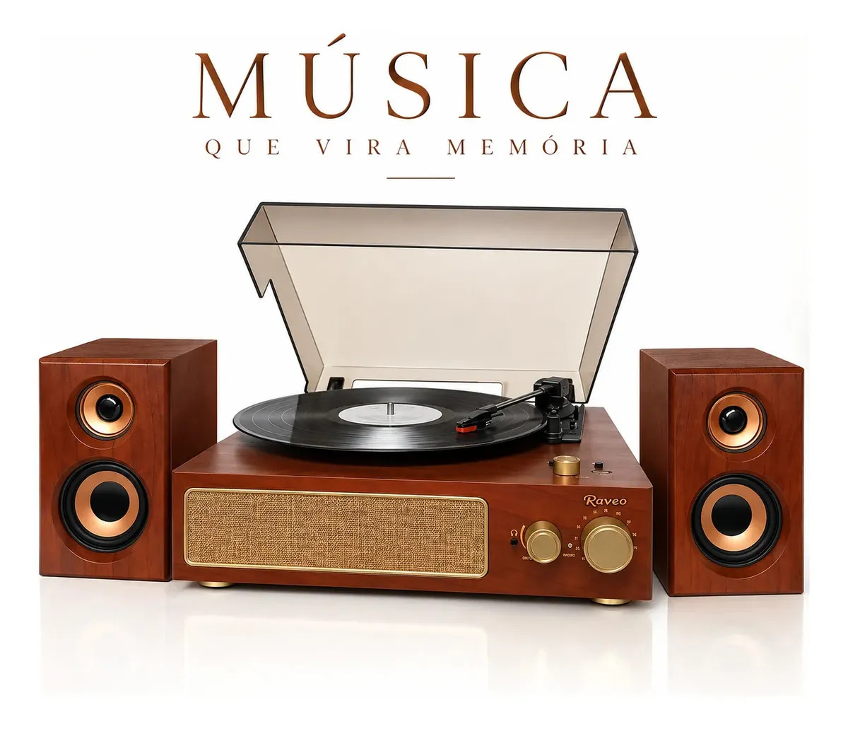 Vitrola Raveo Studio Plus Brown Bluetooth Disco E Usb Fm