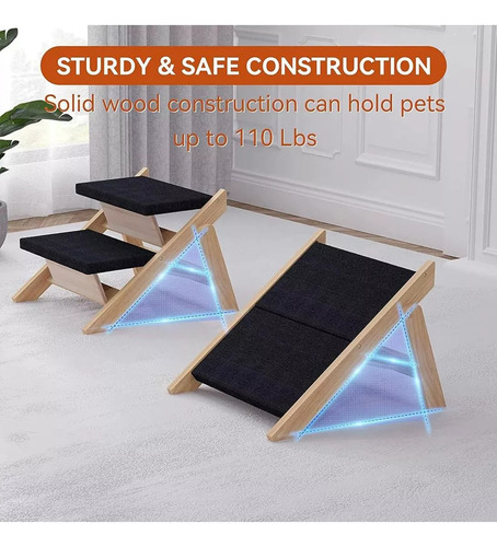 Escalera Plegable Para Mascotas Escalones 2 En 1 Rampa