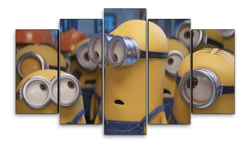 Cuadro Decorativo Moderno Minions Jd-0535 G Quíntuple 100x60 Cm Sin Marco