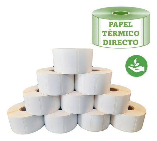 Etiquetas Térmica Directa 2x1 (51x25mm) 10 Rollos 1000 C/u Color Blanco