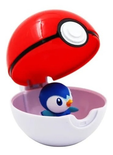 Imagen 3 de 3 de Juguete Pokémon Figura Piplup + Poke Ball Clip N Go Jazwares