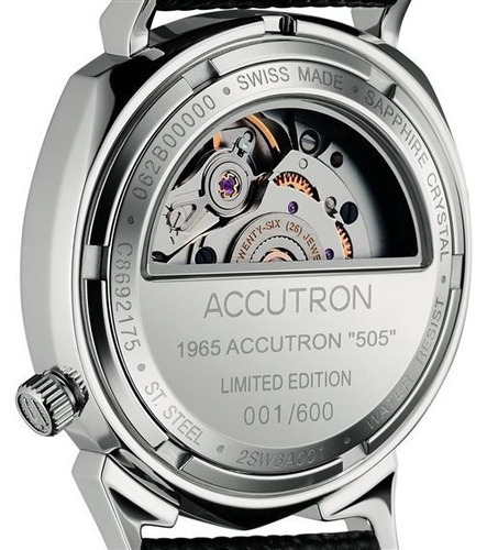 Reloj Bulova Accutron Legacy 505 2sw6a001 Color De La Correa Negro Color Del Bisel Plateado Color Del Fondo Plateado