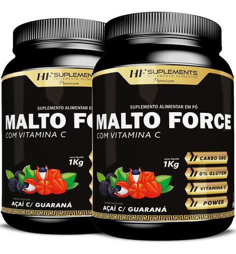 2x Malto Force Maltodextrina C/ Vitamina C 1kg Hf Suplements