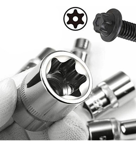 Soquete Torx Tork Femea E11 Cromo Vanádio Vip 904563 Cor Prateado