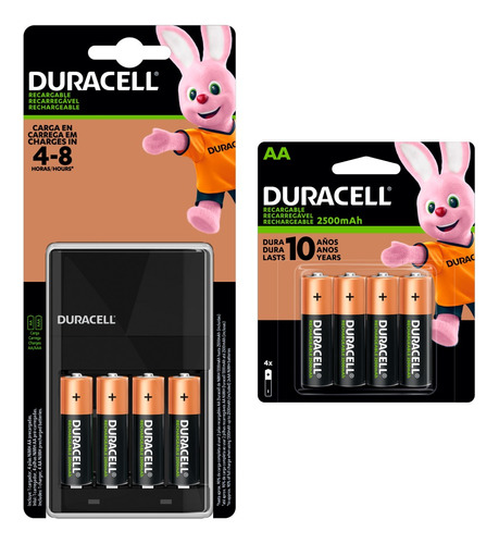 Cargador Duracell + 8 Pilas Aa Recargables 2500mah