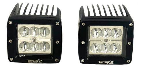 Kit Faros Techx2 6 Leds Cuadrado 18w 9-32v 1260 Lumens Negro