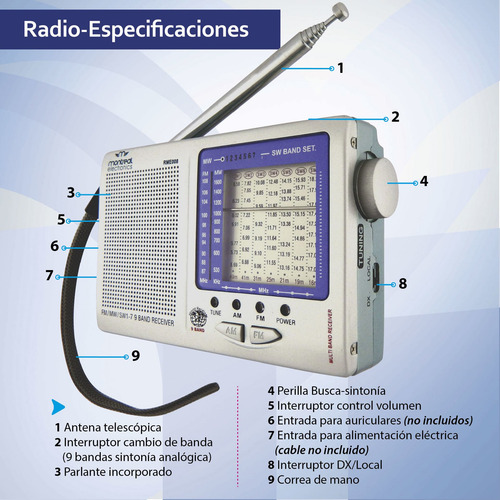 Radio Portatil 9 Bandas Montreal A Pila Mlr006 Envio Gratis