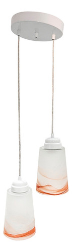 Lampara Colgante Charola 2 Luces Pantallas Acabado Tabaco. Blanco