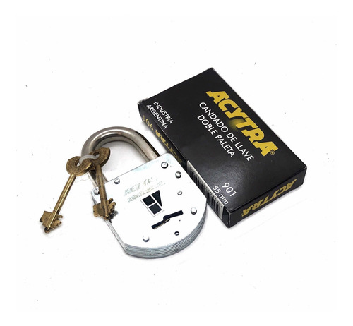 Imagen 2 de 7 de Candado Acytra 55mm Doble Paleta Con2 Llaves Seguridad (901)
