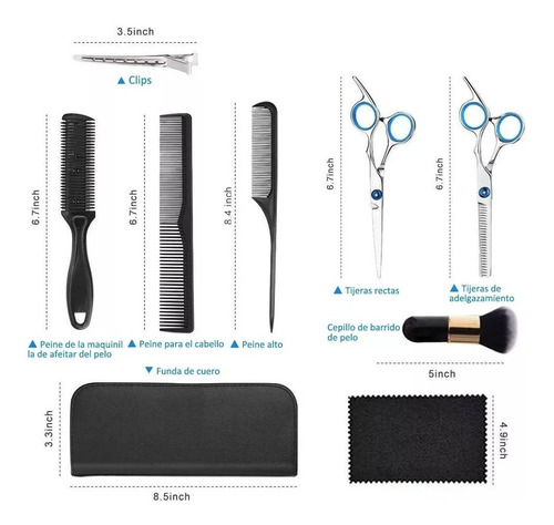 Imagen 5 de 7 de Set Tijera Cortar Pelo Entresacadora Cabello Peluquería