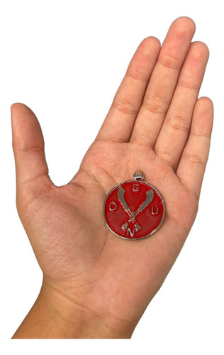 Pingente Ogum Azul E Vermelho Espadas 3,5 Cm Metal Niquelado